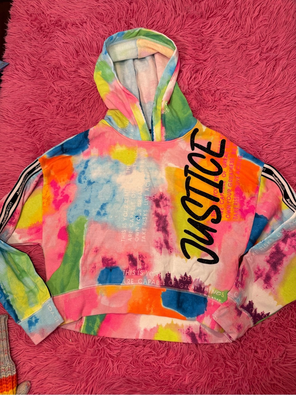 Justice Tie-Dye Cropped Hoodie - Multicolor